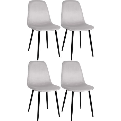 Réglez 4 chaises à manger napier crème, velours (1/5)