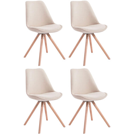CLP – Lot de 4 chaises scandinaves en tissu polyester – Confort optimal – Pieds en hêtre – Pour salle à manger ou usage professionnel (1/5)