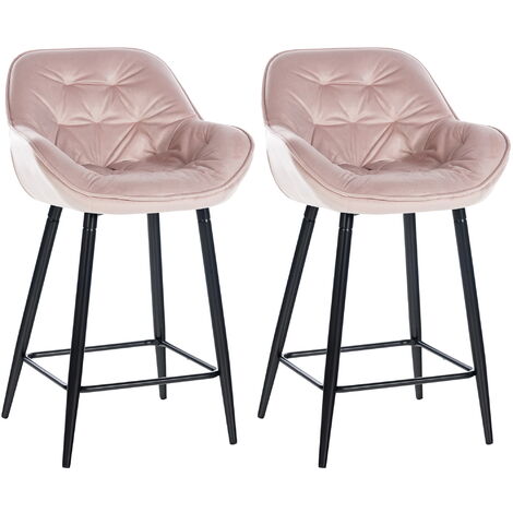 Ensemble de 2 tabourets de bar Gibson en velours avec 76 cm de hauteur de place rose