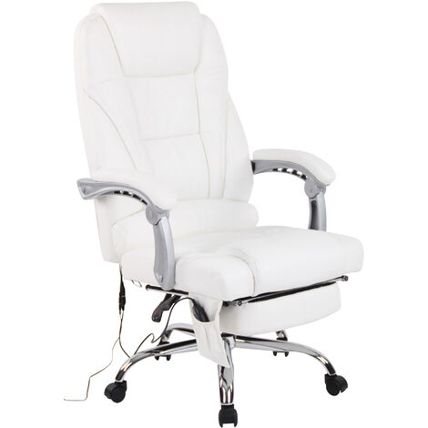 Chaise de bureau du Pacifique en cuir réel avec une fonction massive blanche
