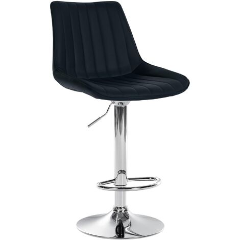 Tabouret de bar Toni en Similicuir Pied en Métal réglable pivotant Noir Chrome (1/5)