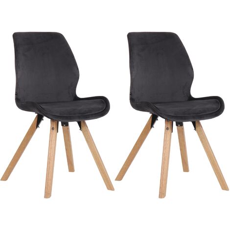 Lot de 2 chaises de salle à manger Luna Gris foncé Velours (1/5)