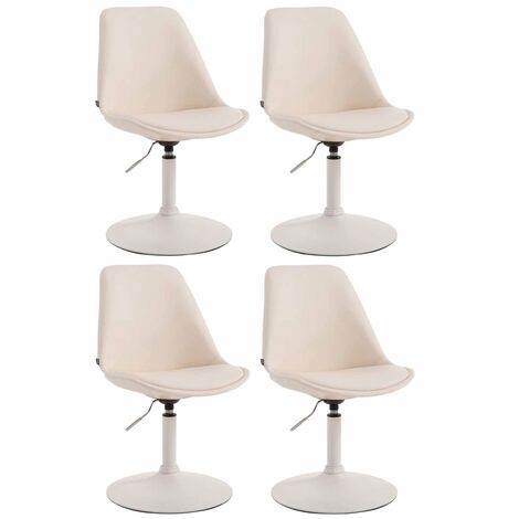 CLP – Ensemble de 4 chaises de restauration pivotantes – Similicuir crema – Réglables en hauteur 76-81cm – Confort optimal pour salle à manger (1/4)