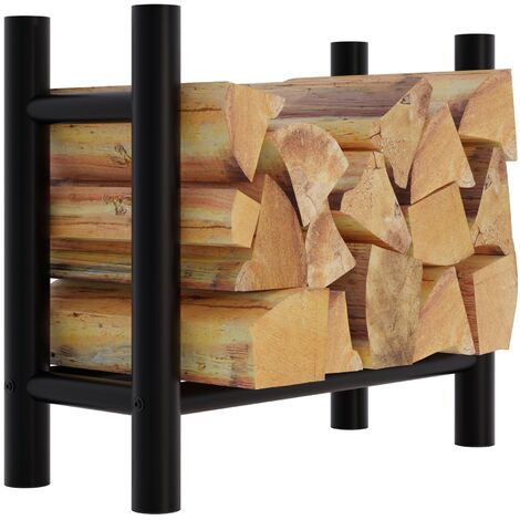 CLP – Porte-bûches Medya noir 30x60x60 cm – Construction solide – Rangement surélevé pour circulation d'air – Matériaux de haute qualité (1/5)