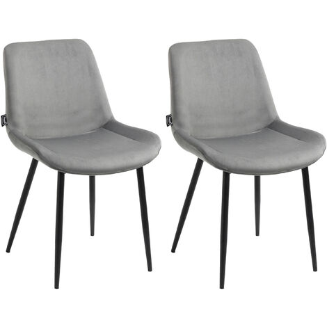Ensemble de 2 chaises de restauration Victoria en velours gris (1/5)