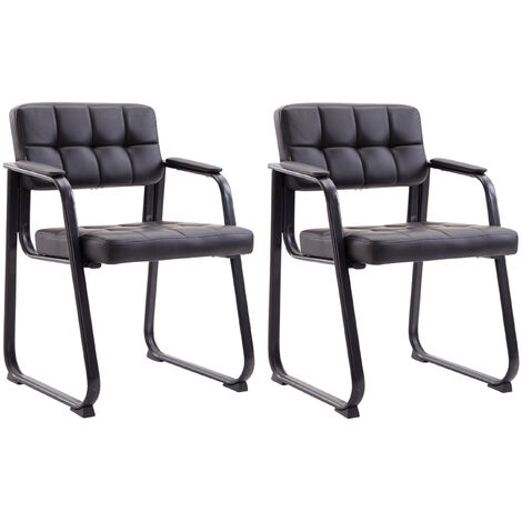 Ensemble de 2 chaises pour les visiteurs Canada B en fausse peau noire (1/5)