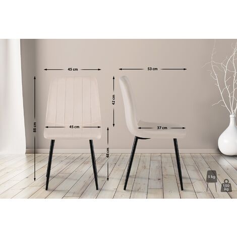 Ensemble de 4 chaises de crème Dijon, velours (1/5)