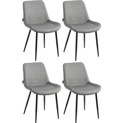 Ensemble de 4 chaises de restauration Victoria en velours gris (1/5)