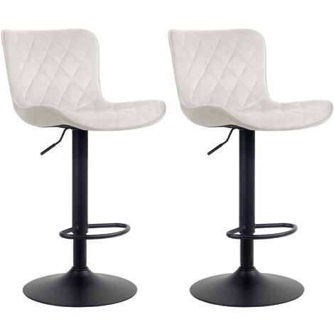 Lot de 2 Tabourets de bar Emma Pied Métal Hauteur Réglable Pivotant Crème Velours (1/4)