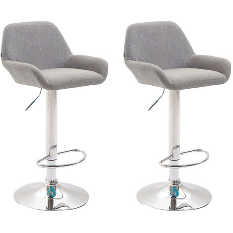 Lot de 2 tabourets de bar Braga en tissu Gris Chrome
