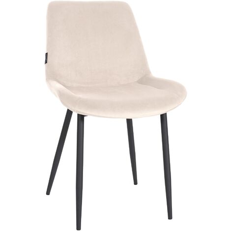 CLP – Chaise de salle à manger Victoria – Revêtement velours crème – Hauteur d'assise 47 cm – Piètement métal noir mat – Charge max 110 kg (1/5)