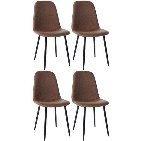 CLP – Set de 4 chaises de salle à manger Napier – Simili cuir noir – Rembourrage confortable – Structure métal noir – Charge max 150 kg (1/5)