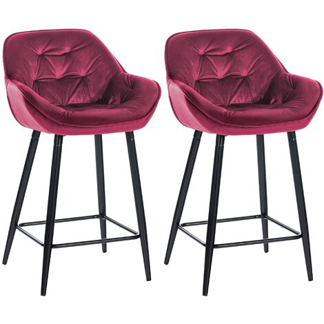 CLP – Lot de 2 tabourets de bar – Hauteur d'assise 76 cm – Rembourrage velours – Capacité 150 kg – Design moderne et élégant