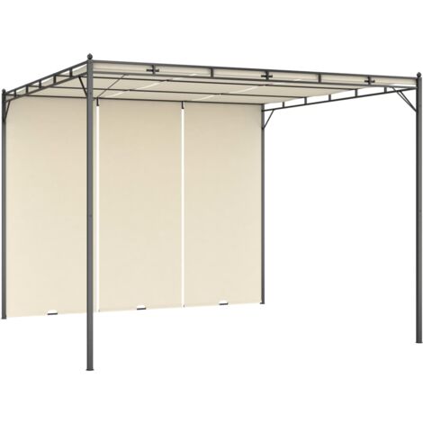 Belvédère de jardin avec rideau latéral 3x3x2,25 m Crème vidaXL