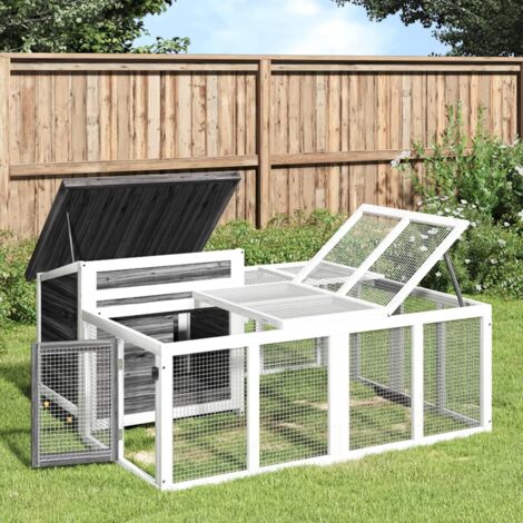 Vidaxl – Clapier en bois de pin massif 144x123x67,5 cm – Toit résistant à l'eau – Parois grillagées pour observation – Centre d'activités à plusieurs niveaux (1/5)