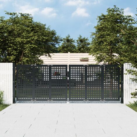 Portail de jardin anthracite 300 x 125 cm acier vidaXL
