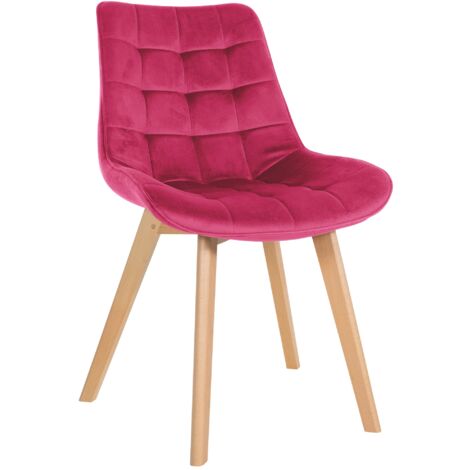 CLP – Chaise Brook en velours – Dossier rembourré – Pieds en bois – Hauteur d'assise 48 cm – Style scandinave (1/5)