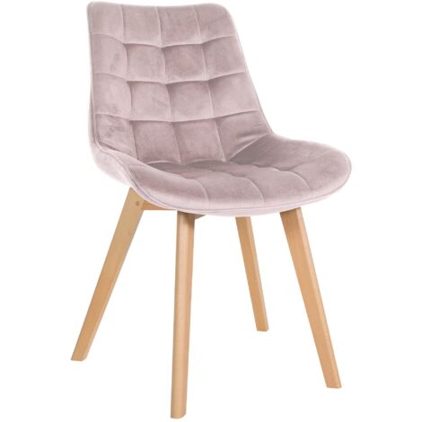 CLP – Chaise Brook en velours – Design scandinave – Dossier rembourré – Hauteur d'assise 48 cm – Pieds en bois – Capacité 150 kg (1/5)