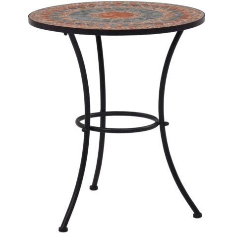 Vidaxl – Table de bistro mosaïque 60 cm – Cadre en fer laqué – Dessus en céramique facile à nettoyer – Pour balcon et jardin