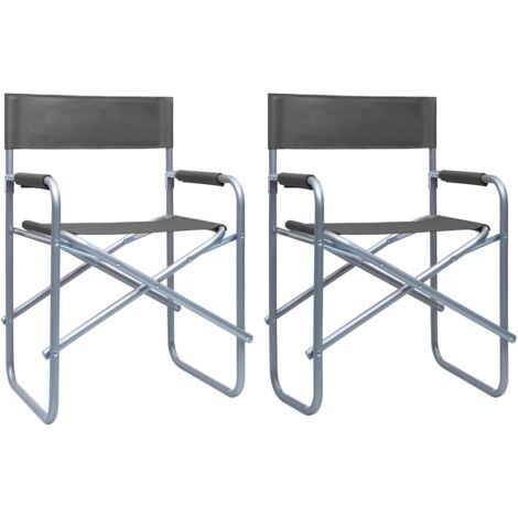 Chaises de metteur en scène lot de 2 Acier Gris vidaXL