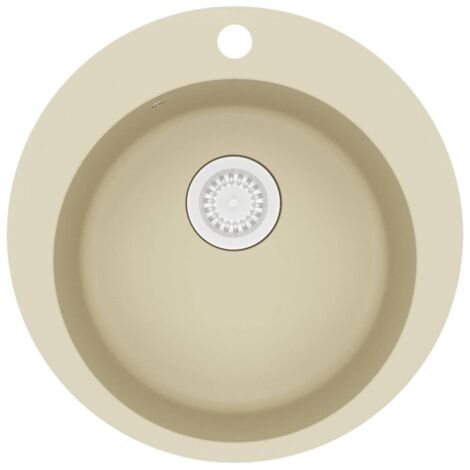 vidaXL Granite Kitchen Sink Single Basin Round Beige (1/10)