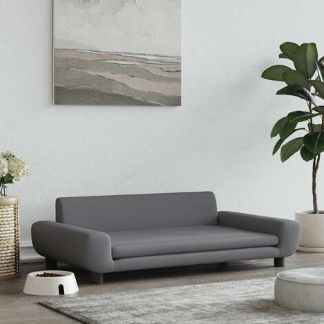 Vidaxl – Lit pour chien gris foncé 100x54x33 cm – Velours 100% polyester – Rembourré en mousse épaisse – Cadre en bois de pin massif (1/7)