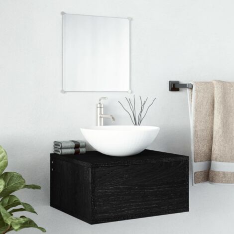 Vidaxl – Ensemble de meubles de salle de bain 2 pièces – Bois d'ingénierie noir – Armoire murale avec miroir – Résistant à l'humidité