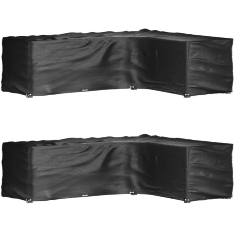 Housses de salon de jardin en forme de L 2 pcs 18 œillets vidaXL