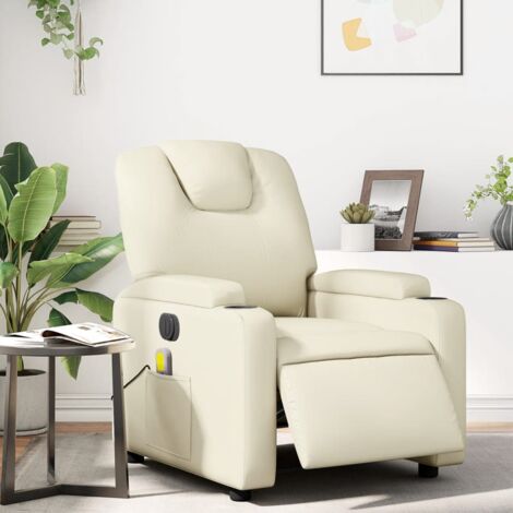 vidaXL Electric Massage Recliner Chair Cream Faux Leather (1/5)