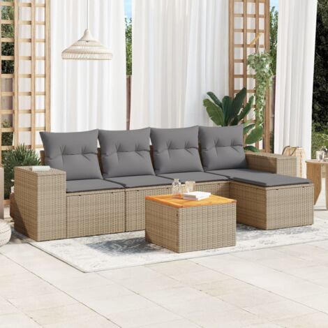 Salon de jardin avec coussins 6 pcs beige résine tressée vidaXL (1/3)