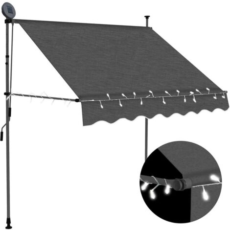 vidaXL Manual Retractable Awning with LED 100 cm Anthracite (1/9)
