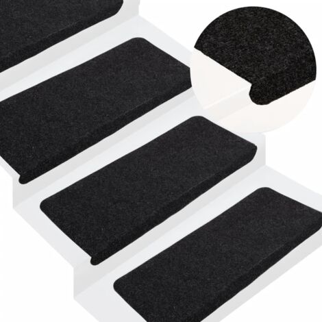 Vidaxl – Tapis d'escalier auto-adhésifs 15 pcs 65x24,5x3,5 cm – Feutre aiguilleté noir – Antidérapants et insonorisants – Faciles à installer