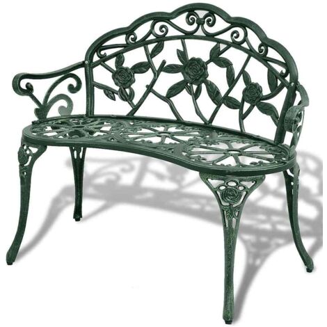 Vidaxl – Banc de jardin 100 cm en aluminium coulé vert – Résistant aux intempéries – Pieds en fonte – Pour 2 personnes – Charge max 110 kg