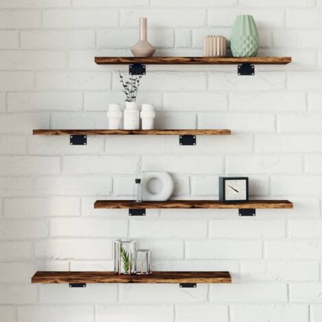 Vidaxl – Étagères murales 4 pcs en bois d'ingénierie chêne fumé 60x10x1.5 cm – Résistantes à l'humidité – Pour décoration et rangement