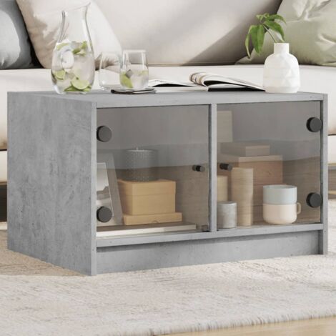vidaXL Coffee Table with Glass Doors Concrete Grey 68x50x42 cm (1/5)