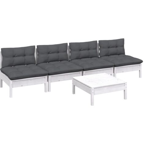 vidaXL 5 Piece Garden Lounge Set with Anthracite Cushions Pinewood (1/5)
