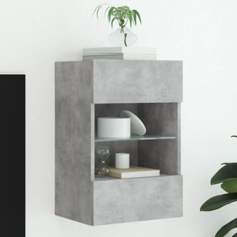 Meuble TV mural avec lumières LED gris béton 40x30x60,5 cm vidaXL (1/5)