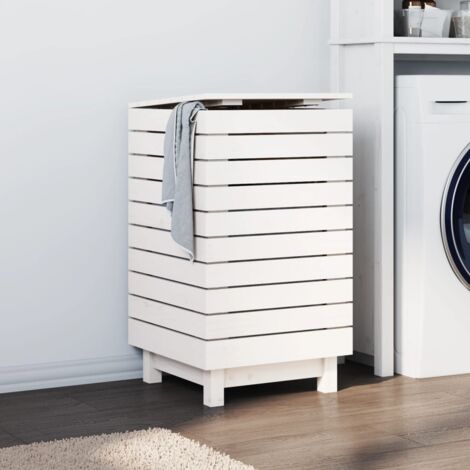 Panier à linge blanc 44x44x76 cm bois massif de pin vidaXL