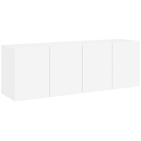 Vidaxl – Meuble TV mural 2 pièces blanc – Bois d'ingénierie – Dimensions 60x30x41 cm – Grand espace de rangement – Design moderne (1/5)