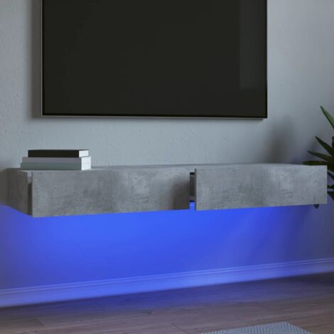 Vidaxl – Meuble TV avec lumières LED 2 pcs – Bois d'ingénierie gris béton – Dimensions 60x35x15,5 cm – Capacité 50 kg