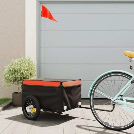 Remorque pour vélo noir et orange 30 kg fer vidaXL560500