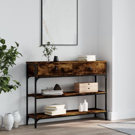 Table console chêne fumé 100x25x75 cm bois d'ingénierie vidaXL