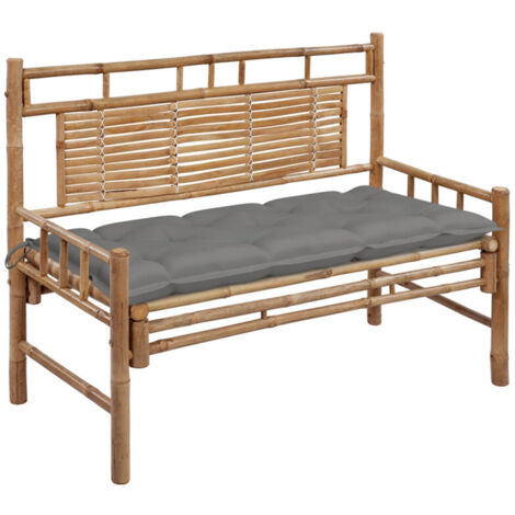 Banc de jardin avec coussin 120 cm Bambou vidaXL