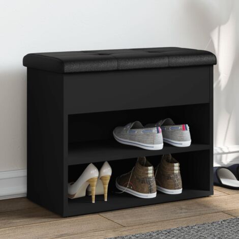 vidaXL Shoe Bench Black 62x32x50 cm Engineered Wood (1/6)