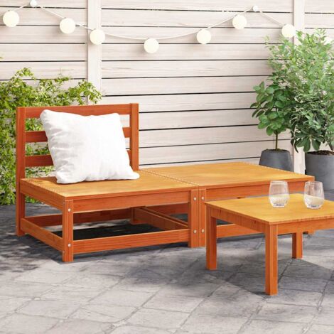 vidaXL Garden Sofa Armless with Footstool Wax Brown Solid Wood Pine