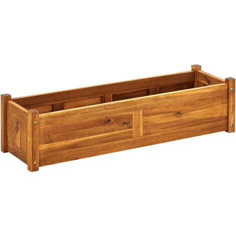 Vidaxl – Lit surélevé de jardin en bois d'acacia 100x30x25 cm – Assemblage facile – Finition à l'huile naturelle – Pour balcon, terrasse, patio (1/10)