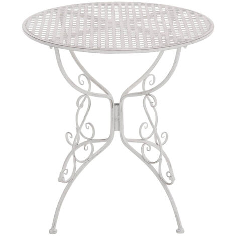 CLP – Table de jardin ronde en fer forgé – Hauteur 74 cm – Largeur 70 cm – Style rustique – Design nostalgique et féerique