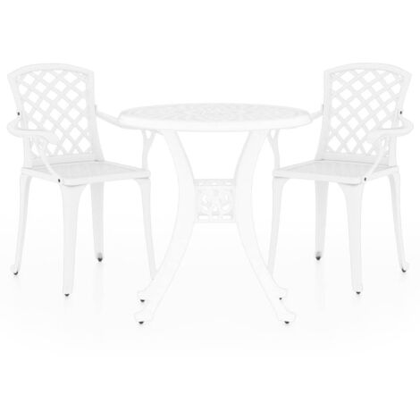 vidaXL Ensemble de bistro 3 pcs Aluminium coulé Blanc (1/5)