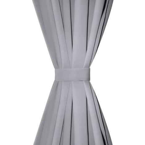 Rideau occultant 2 pcs avec œillets métalliques 135x175 cm Gris