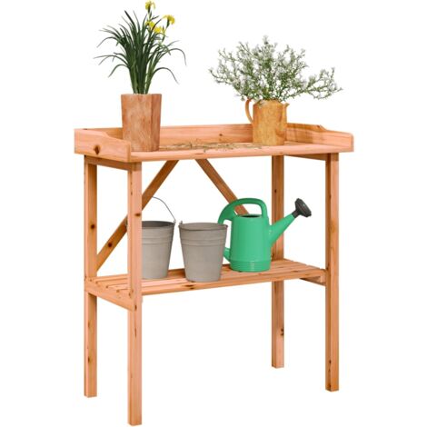 vidaXL Plant Table with Shelf Brown 78x38x82,5 cm Solid Wood Fir